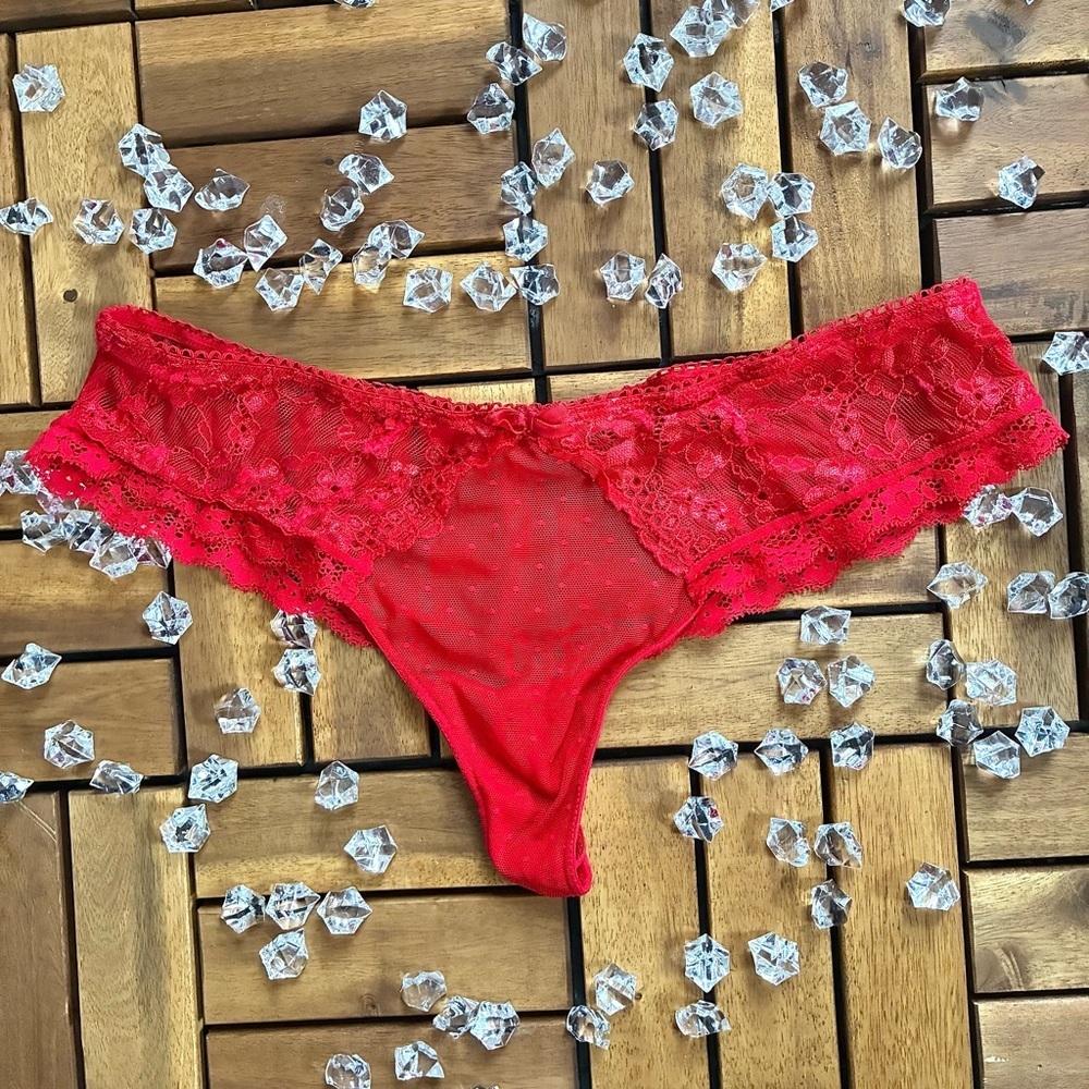 Red lace thong